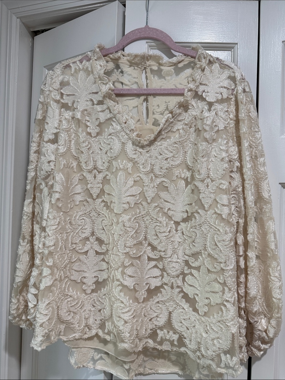 Fate Ivory Floral Burnout Lace Blouse